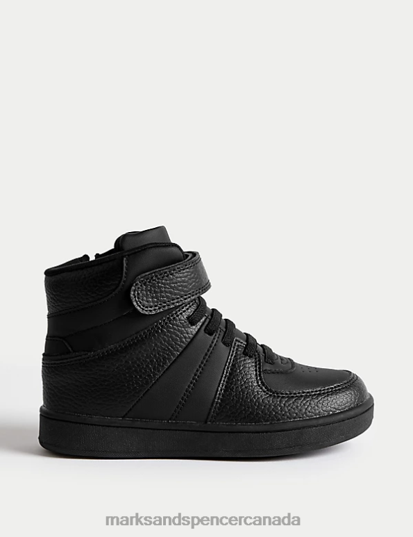 Kids Black Footwear Marks & Spencer Riptape High Top Trainers 20VTD8195 - Marks and Spencer outlet