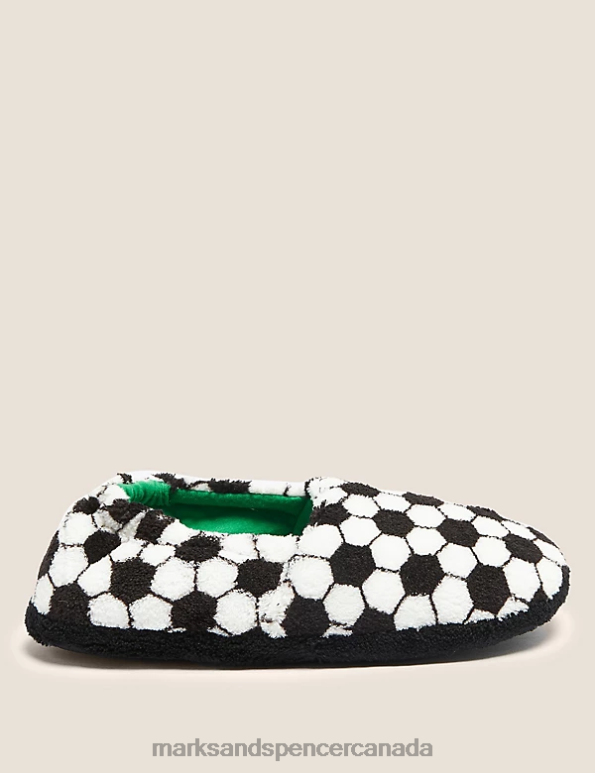 Marks and Spencer Canada - Kids Black Mix Footwear Marks & Spencer Football Slippers 20VTD8740