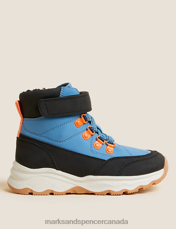 Kids Blue Mix Footwear Marks & Spencer Freshfeet Hiker Boots 20VTD8859 - Marks and Spencer Canada locations