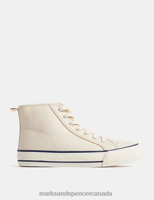 Marks and Spencer near me - Kids Cream Footwear Marks & Spencer Canvas Freshfeet High Tops 20VTD8344