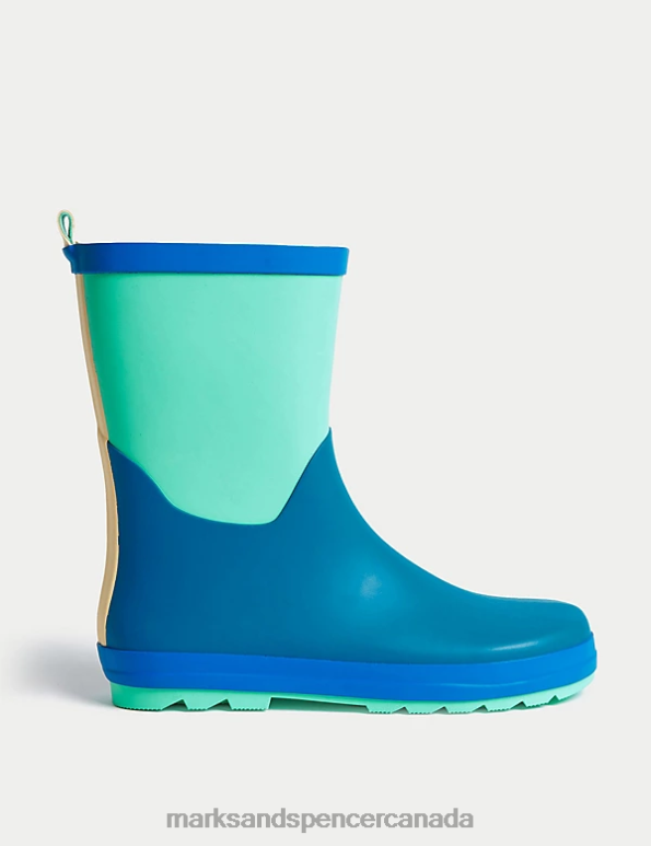 Marks and Spencer near me - Kids Green Mix Footwear Marks & Spencer Colour Block Wellies 20VTD8283