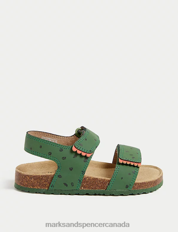 Marks and Spencer Canada - Kids Green Mix Footwear Marks & Spencer Dinosaur Riptape Footbeds Sandals 20VTD8708