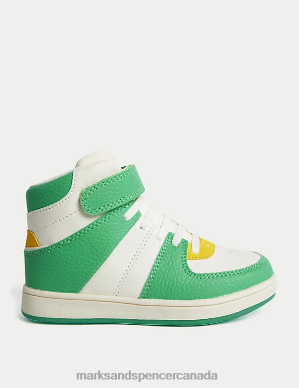 Kids Green Mix Footwear Marks & Spencer High Top Trainers 20VTD8469 - Marks and Spencer online