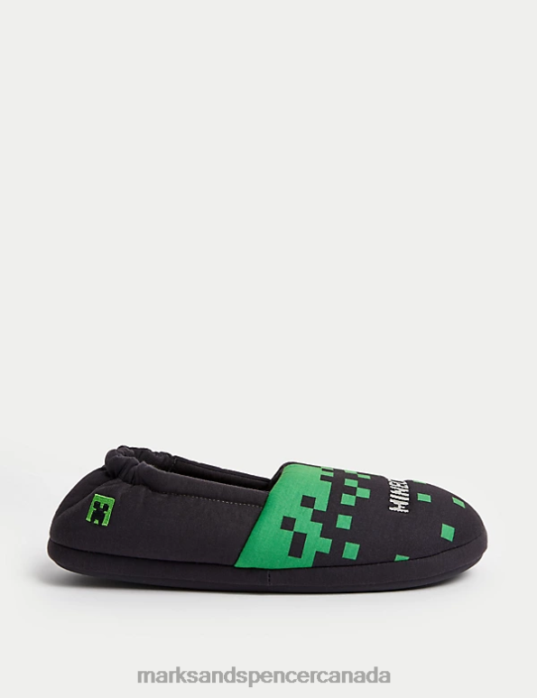 Kids Green Mix Footwear Marks & Spencer Minecraft Slippers 20VTD8235 - Marks and Spencer online