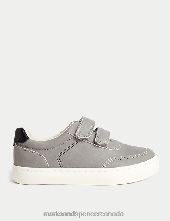 Marks and Spencer Canada - Kids Grey Footwear Marks & Spencer Freshfeet Riptape Trainers 20VTD8343