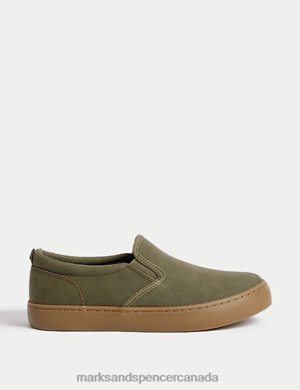 Marks and Spencer sale - Kids Khaki Footwear Marks & Spencer Freshfeet Slip-on Shoes 20VTD8155