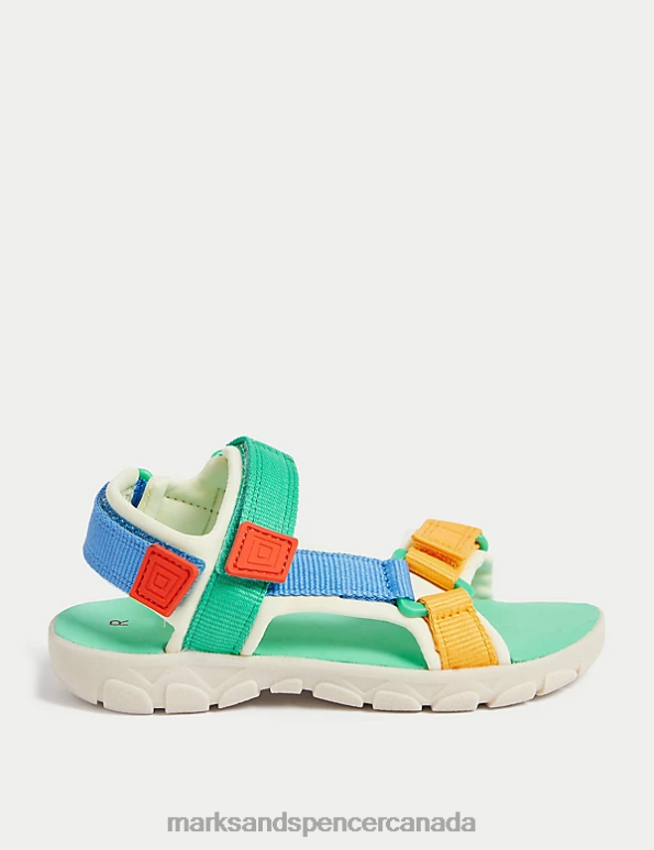 Kids Multi Footwear Marks & Spencer Colour Block Riptape Sandals 20VTD8640 - Marks and Spencer Canada locations