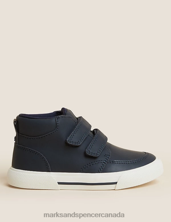 Marks and Spencer Canada - Kids Navy Footwear Marks & Spencer Freshfeet Riptape High Tops 20VTD8127