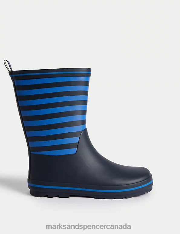 Kids Navy Mix Footwear Marks & Spencer Freshfeet Striped Wellies 20VTD8552 - Marks and Spencer outlet