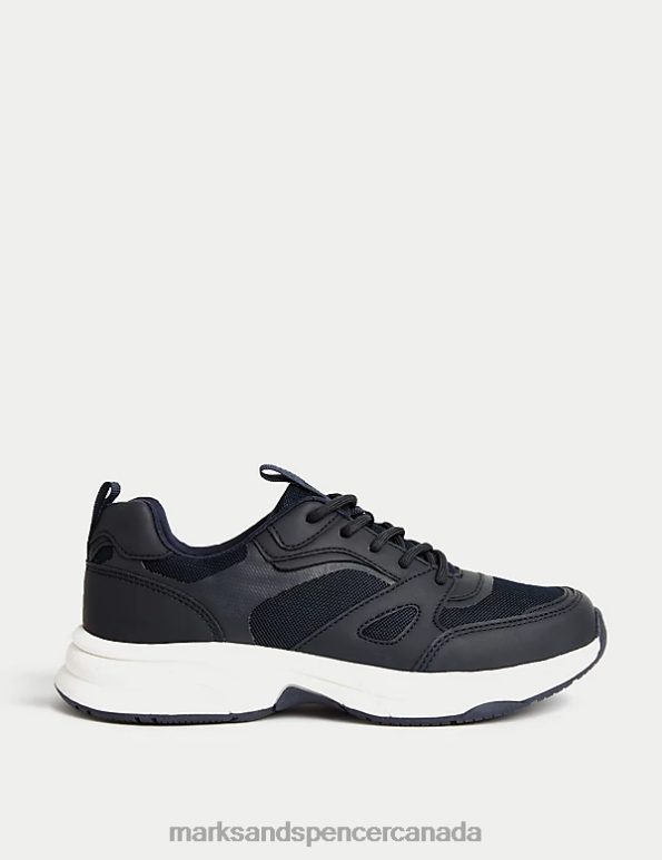 Marks and Spencer near me - Kids Navy Mix Footwear Marks & Spencer Freshfeet Trainers 20VTD8380