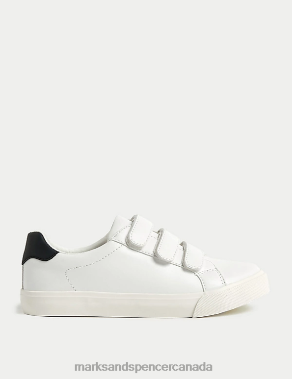 Marks and Spencer Canada - Kids White Mix Footwear Marks & Spencer Freshfeet Riptape Trainers 20VTD8269