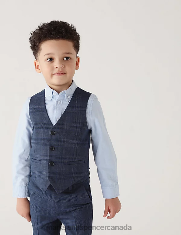 Kids Navy Clothing Marks & Spencer Checked Suit Waistcoat 20VTD8115 - Marks and Spencer outlet