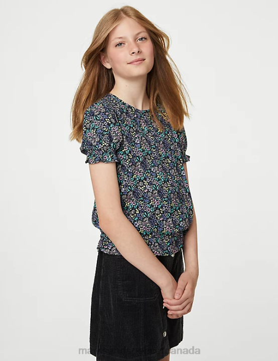 Marks & Spencer Kids Floral Blouse Top Clothing Blue Mix 20VTD9101 - Marks and Spencer Canada locations