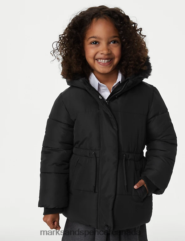 Clothing 20VTD9279 Black Kids Marks & Spencer Stormwear Hooded Parka Coat - Marks and Spencer Canada locations