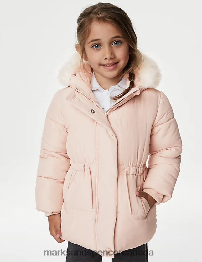 Clothing 20VTD9280 Pink Kids Marks & Spencer Stormwear Hooded Parka Coat - Marks and Spencer outlet