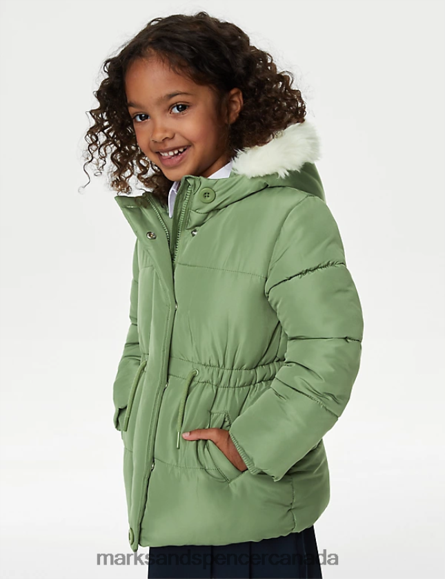 Marks and Spencer Canada - Clothing 20VTD9281 Khaki Kids Marks & Spencer Stormwear Hooded Parka Coat