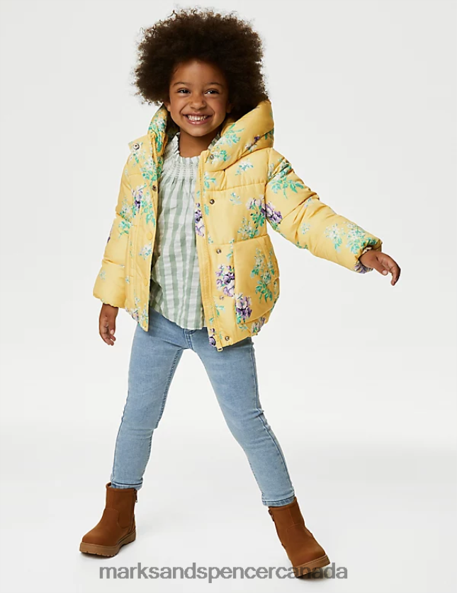 Clothing 20VTD9348 Yellow Kids Marks & Spencer Stormwear Floral Padded Hooded Coat - Marks and Spencer online