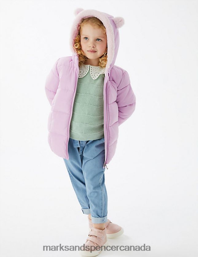 Marks and Spencer sale - Clothing 20VTD9871 Pink Kids Marks & Spencer Stormwear Kitten Ear Padded Longline Coat