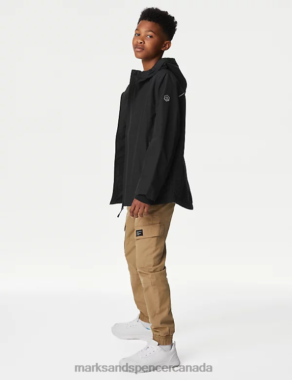 Kids Black Clothing Marks & Spencer Stormwear Hooded Anorak 20VTD8116 - Marks and Spencer outlet