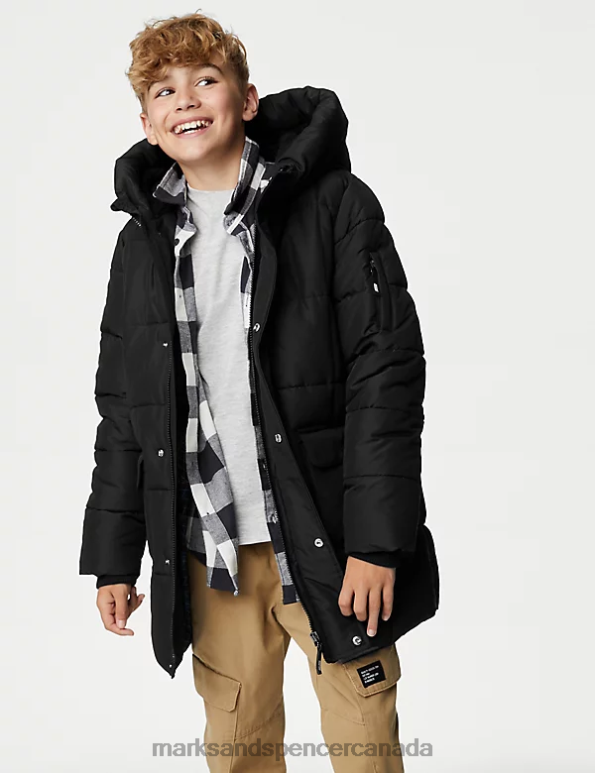 Kids Black Clothing Marks & Spencer Stormwear Longline Padded Raincoat 20VTD7875 - Marks and Spencer online