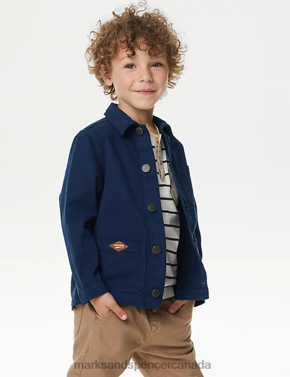 Marks and Spencer sale - Kids Blue Clothing Marks & Spencer Pure Cotton Shacket 20VTD7866