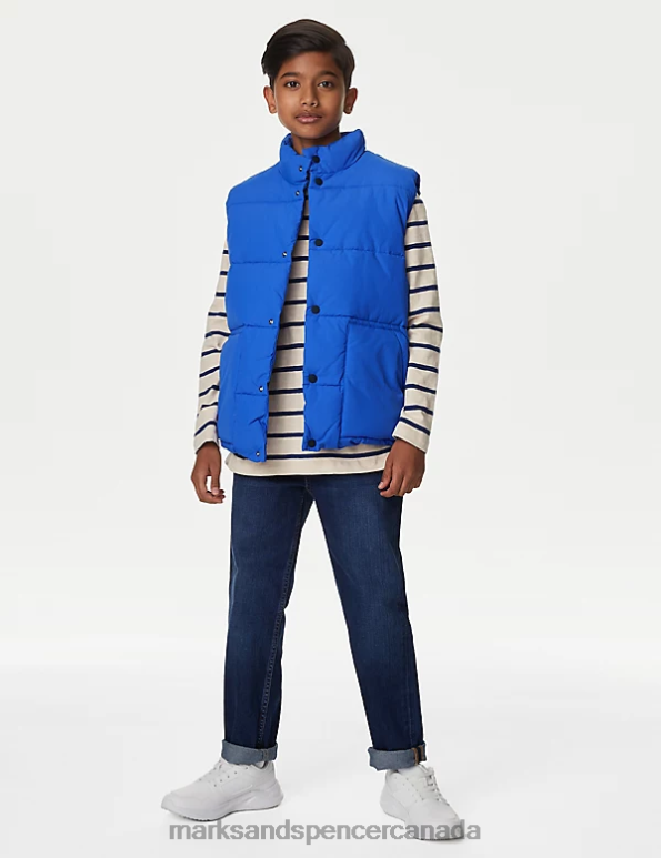 Kids Blue Clothing Marks & Spencer Stormwear Borg Lined Padded Gilet 20VTD8191 - Marks and Spencer outlet