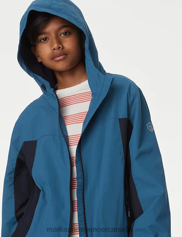 Marks and Spencer Canada - Kids Blue Mix Clothing Marks & Spencer Stormwear Hooded Anorak 20VTD8117