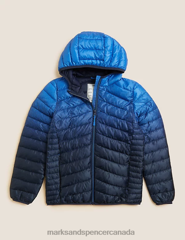 Kids Blue Mix Clothing Marks & Spencer Stormwear Lightweight Padded Ombre Jacket 20VTD8700 - Marks and Spencer outlet