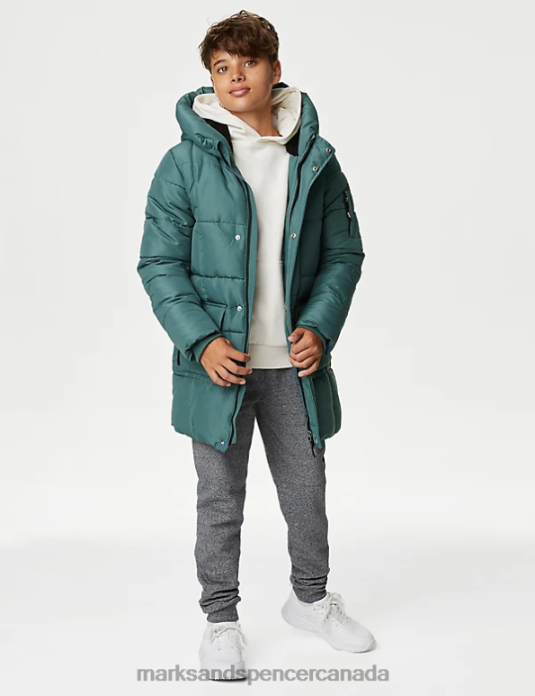 Kids Green Clothing Marks & Spencer Stormwear Longline Padded Raincoat 20VTD8131 - Marks and Spencer Canada locations