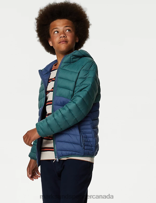 Marks and Spencer near me - Kids Green Mix Clothing Marks & Spencer Stormwear Lightweight Padded Jacket 20VTD8256