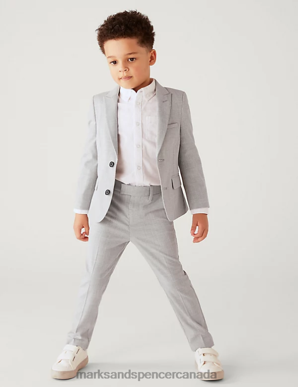 Kids Light Grey Clothing Marks & Spencer Checked Suit Jacket 20VTD7833 - Marks and Spencer outlet