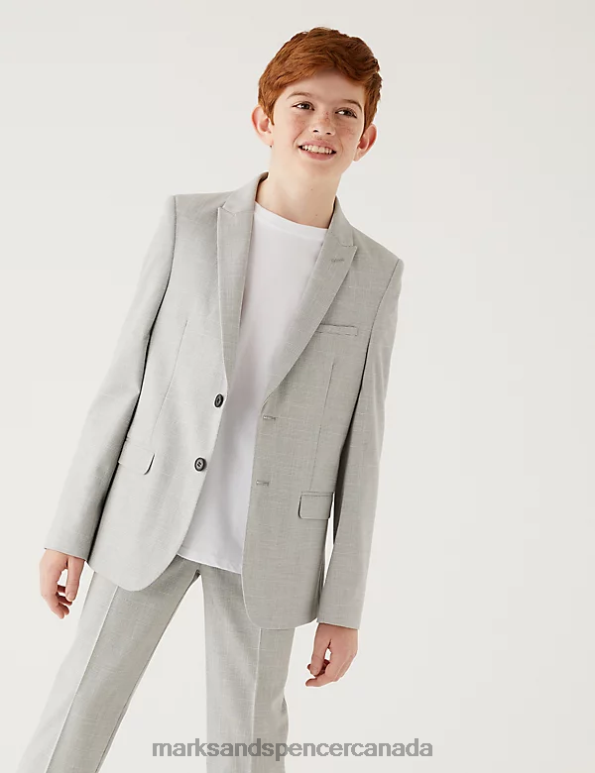 Kids Light Grey Clothing Marks & Spencer Checked Suit Jacket 20VTD7994 - Marks and Spencer online