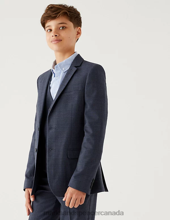 Kids Navy Clothing Marks & Spencer Checked Suit Jacket 20VTD8088 - Marks and Spencer Canada locations