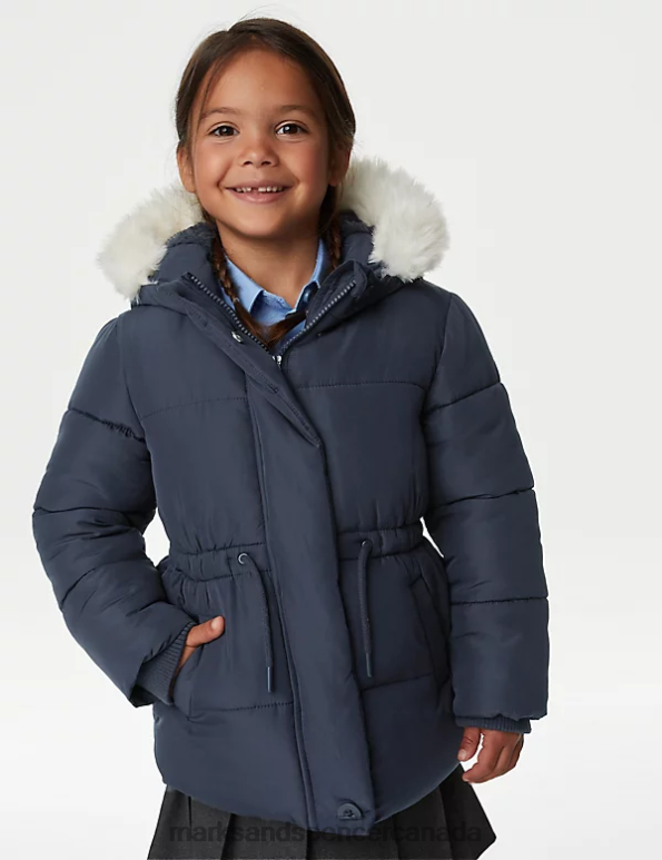 Kids Navy Clothing Marks & Spencer Stormwear Hooded Parka Coat 20VTD9002 - Marks and Spencer outlet