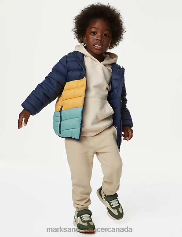 Marks and Spencer near me - Kids Navy Mix Clothing Marks & Spencer Stormwear Lightweight Padded Jacket 20VTD7900