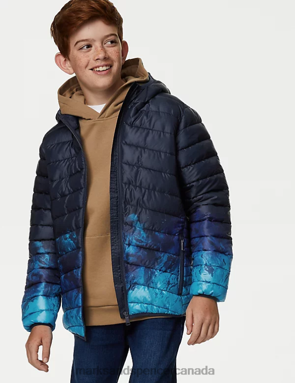 Kids Navy Mix Clothing Marks & Spencer Stormwear Lightweight Padded Jacket 20VTD8258 - Marks and Spencer online