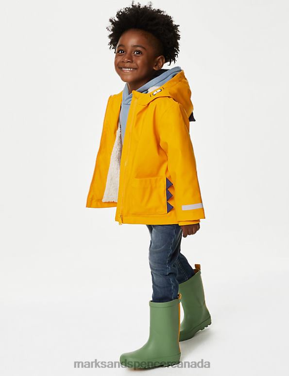 Kids Yellow Clothing Marks & Spencer Stormwear Hooded Dinosaur Fisherman Coat 20VTD7886 - Marks and Spencer outlet