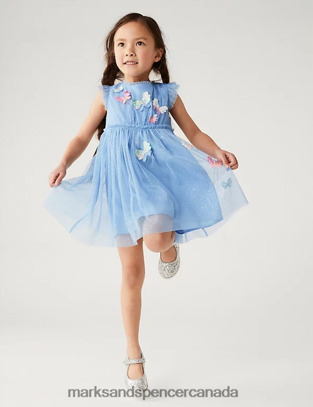 Marks and Spencer near me - Clothing 20VTD9177 Blue Kids Marks & Spencer Butterfly Applique Tulle Dress