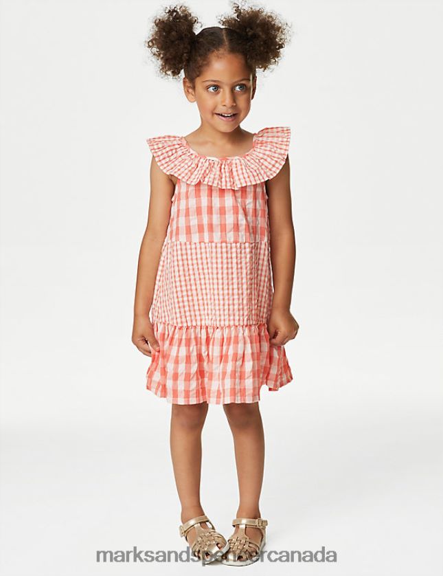 Marks and Spencer sale - Clothing 20VTD9194 Coral Kids Marks & Spencer Pure Cotton Gingham Checked Dress