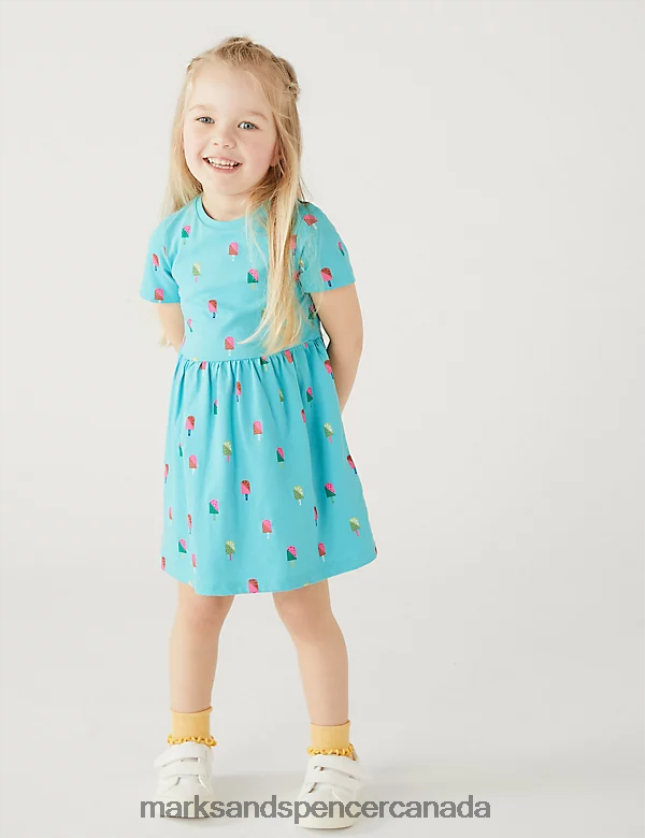 Marks and Spencer Canada - Clothing 20VTD9251 Aqua Kids Marks & Spencer Pure Cotton Ice Cream Dress