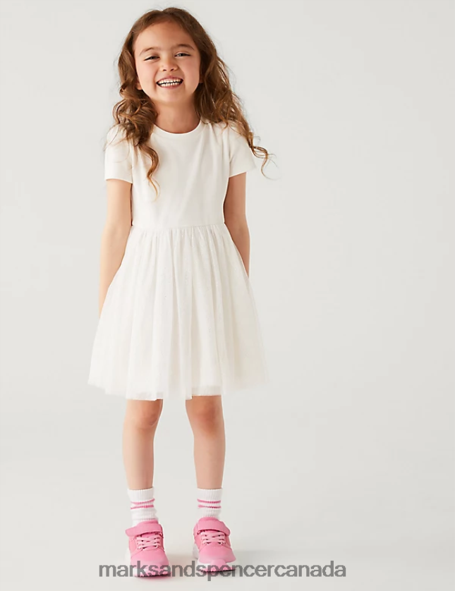 Clothing 20VTD9299 Ivory Kids Marks & Spencer Glitter Tulle Dress - Marks and Spencer online