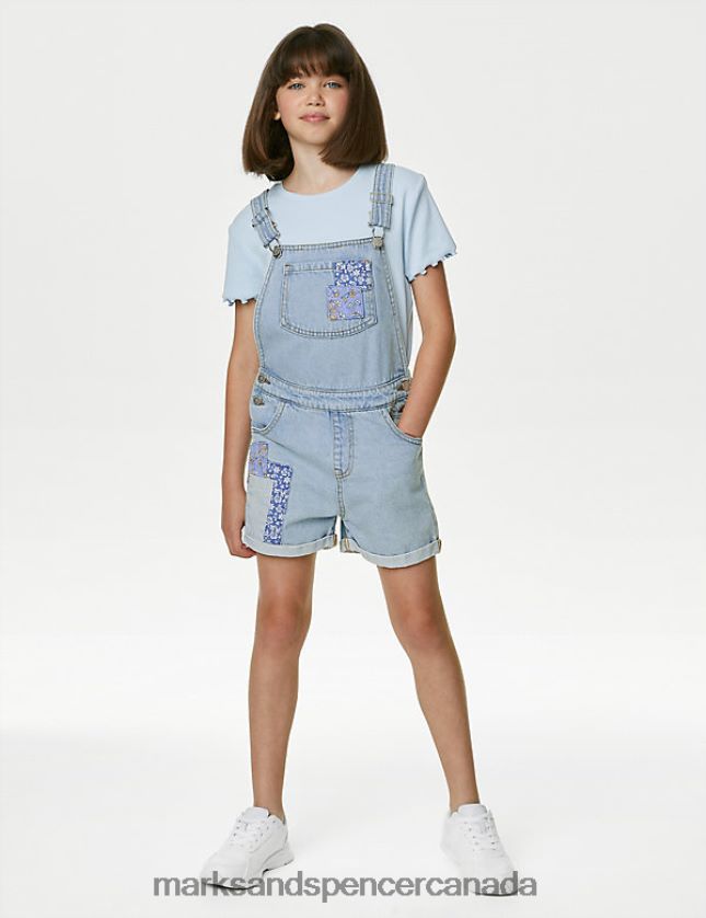 Marks and Spencer Canada - Clothing 20VTD9316 Denim Kids Marks & Spencer Patchwork Dungarees