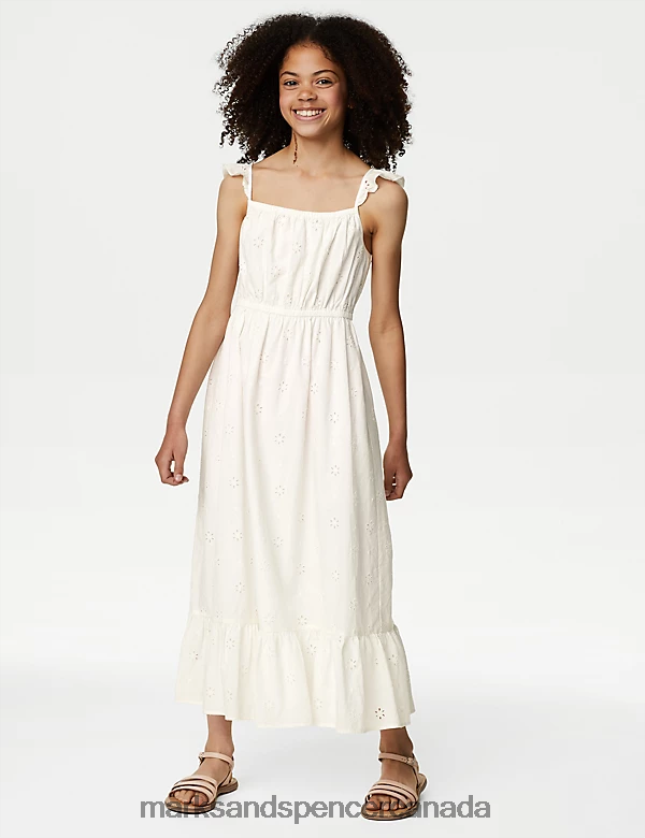 Marks and Spencer near me - Clothing 20VTD9317 Ivory Kids Marks & Spencer Pure Cotton Broderie Dress