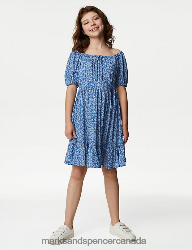 Marks and Spencer sale - Clothing 20VTD9320 Blue Mix Kids Marks & Spencer Ditsy Floral Dress