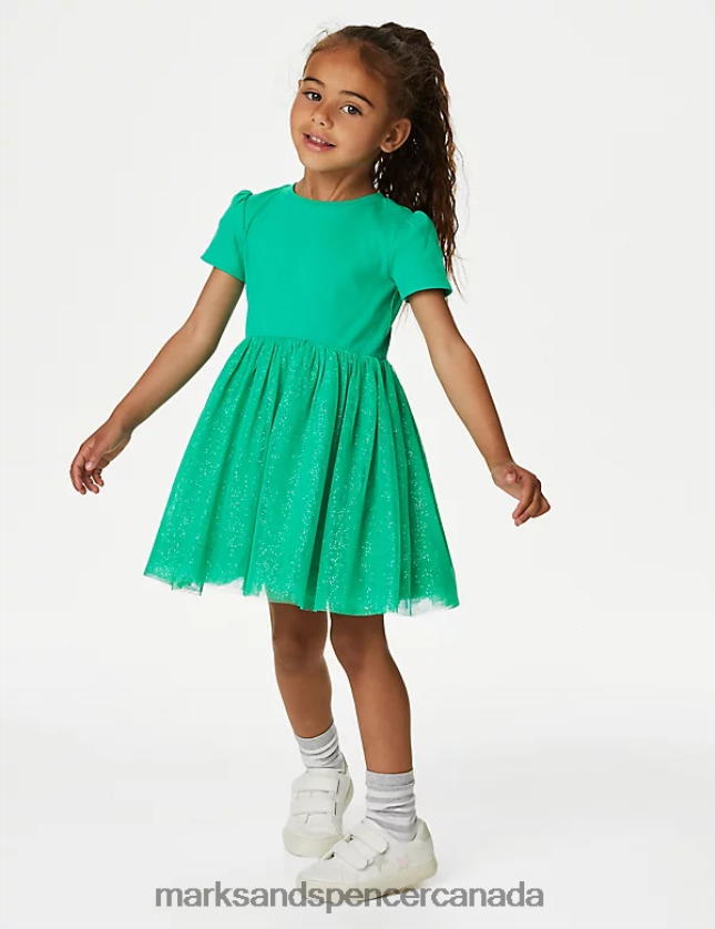 Marks and Spencer near me - Clothing 20VTD9399 Bright Jade Kids Marks & Spencer Tulle Glitter Dress