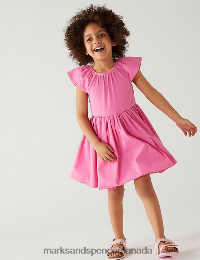 Marks and Spencer sale - Clothing 20VTD9530 Pink Kids Marks & Spencer Cotton Rich Frill Dress