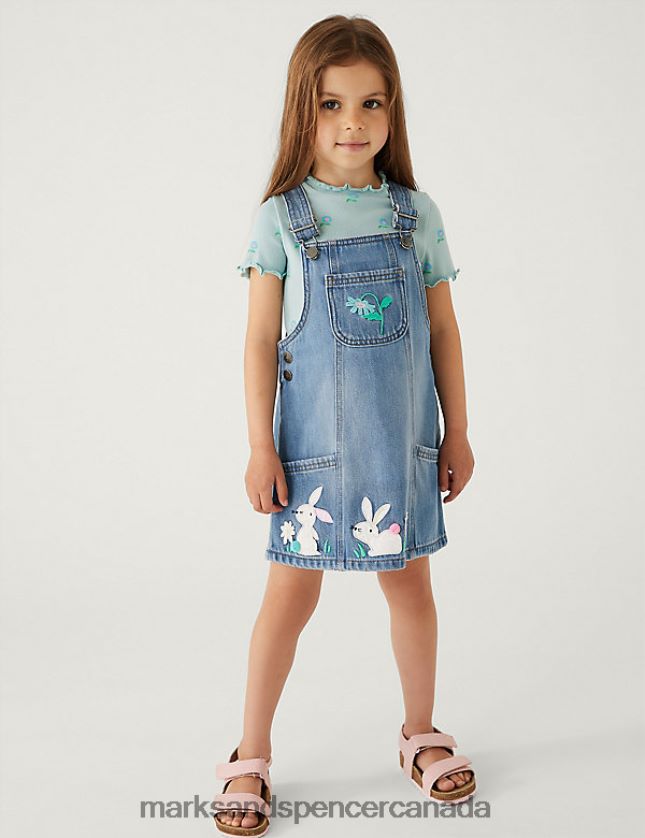 Clothing 20VTD9543 Denim Kids Marks & Spencer Bunny Pinafore Outfit - Marks and Spencer Canada locations