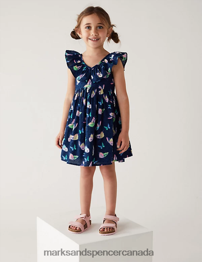 Marks and Spencer Canada - Clothing 20VTD9677 Navy Kids Marks & Spencer Pure Cotton Butterfly Dress