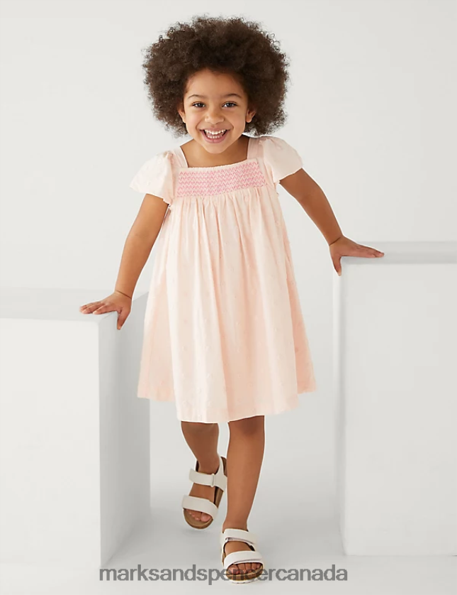 Clothing 20VTD9704 Pink Kids Marks & Spencer Pure Cotton Spotted Dress - Marks and Spencer online