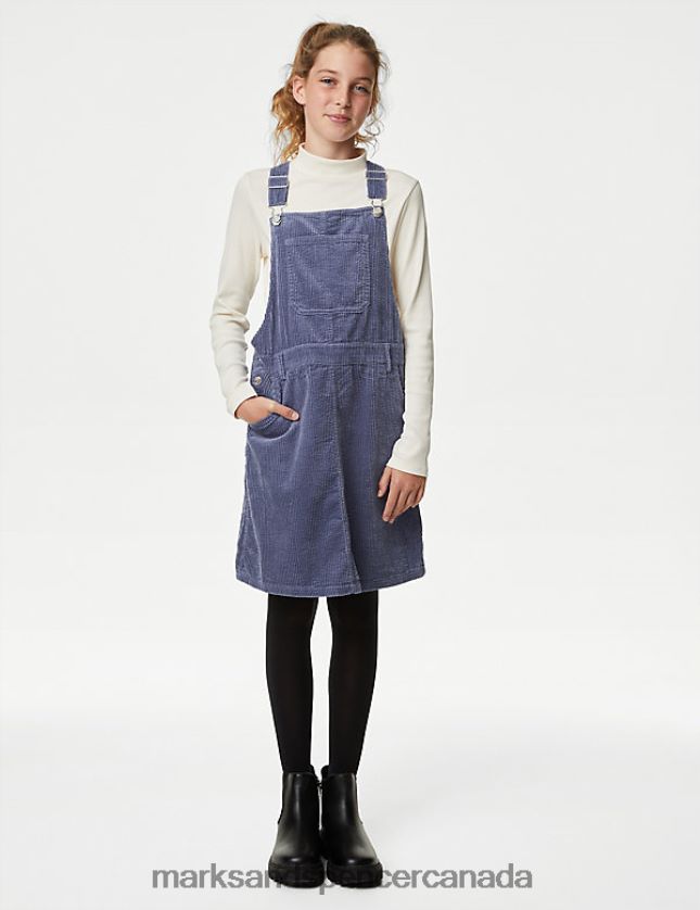 Clothing 20VTD9705 Blue Kids Marks & Spencer Pure Cotton Pinafore - Marks and Spencer Canada locations